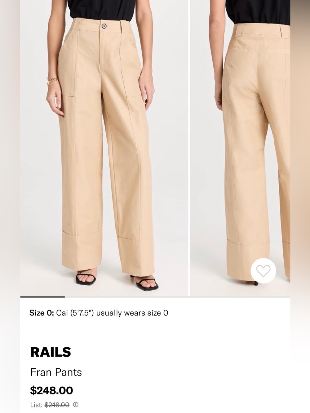 Rails Tan Utility Cotton Pants - Straight Leg NWT - size 0